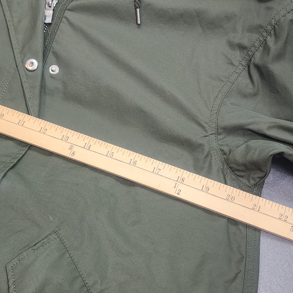 H&M Utility Jacket Olive Green Hooded Drawstring Hem Womens Size‎ 4 - Picture 7 of 8